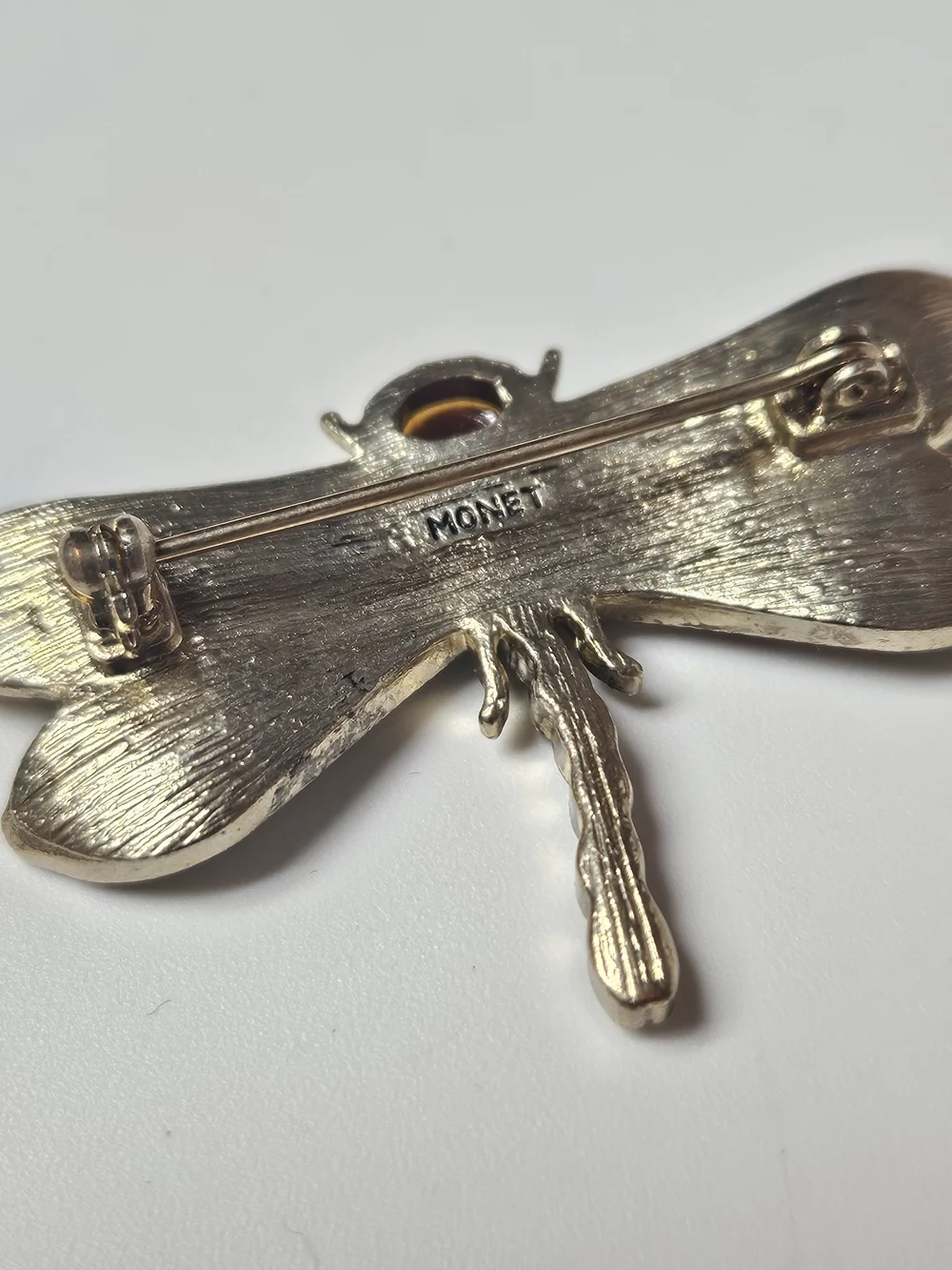 Monet Dragonfly Brooch with Amber and Yellow Accents